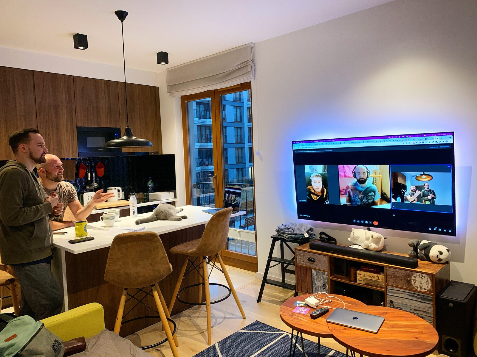 The Fourel team on a video call at home