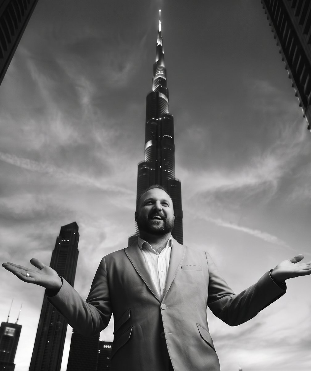 Dimitry Los in front of the Burj Khalifa